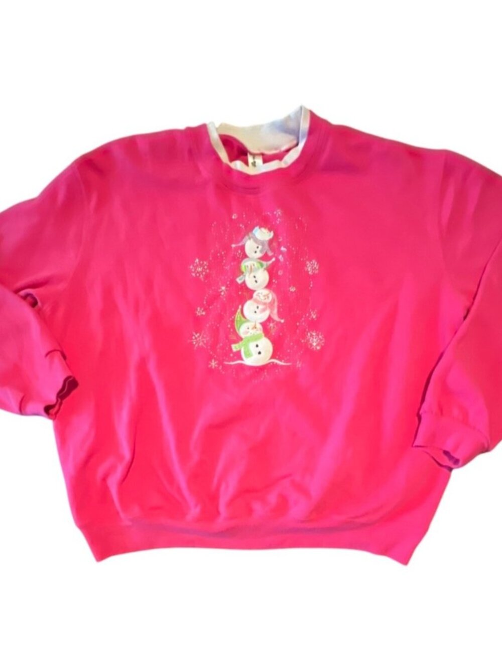 Vintage 90s Decorated Originals Womens Grannycore Snowman‎ Christmas Sweatshirt
